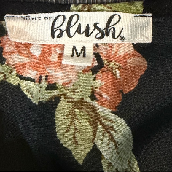 Hint of Blush Floral Tiered Mini Dress Black M Easter - Picture 7 of 15